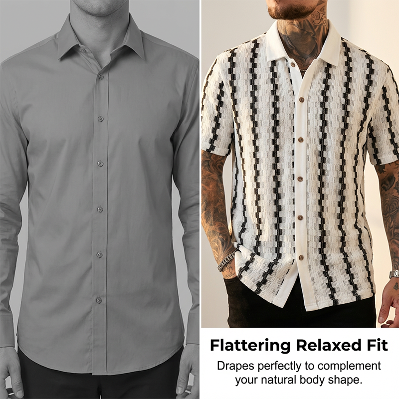 Heren short sleeve retro geometrisch breishirt