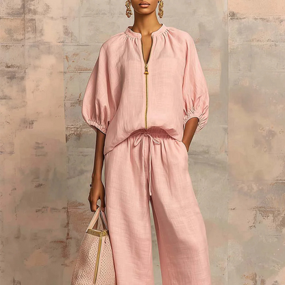 Dames 2-delige Casual Set in Effen Kleur