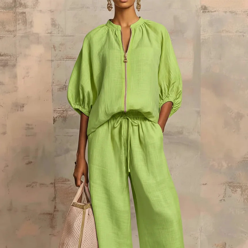 Dames 2-delige Casual Set in Effen Kleur