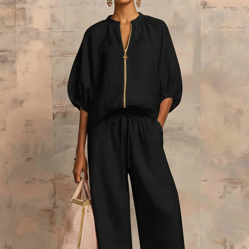 Dames 2-delige Casual Set in Effen Kleur