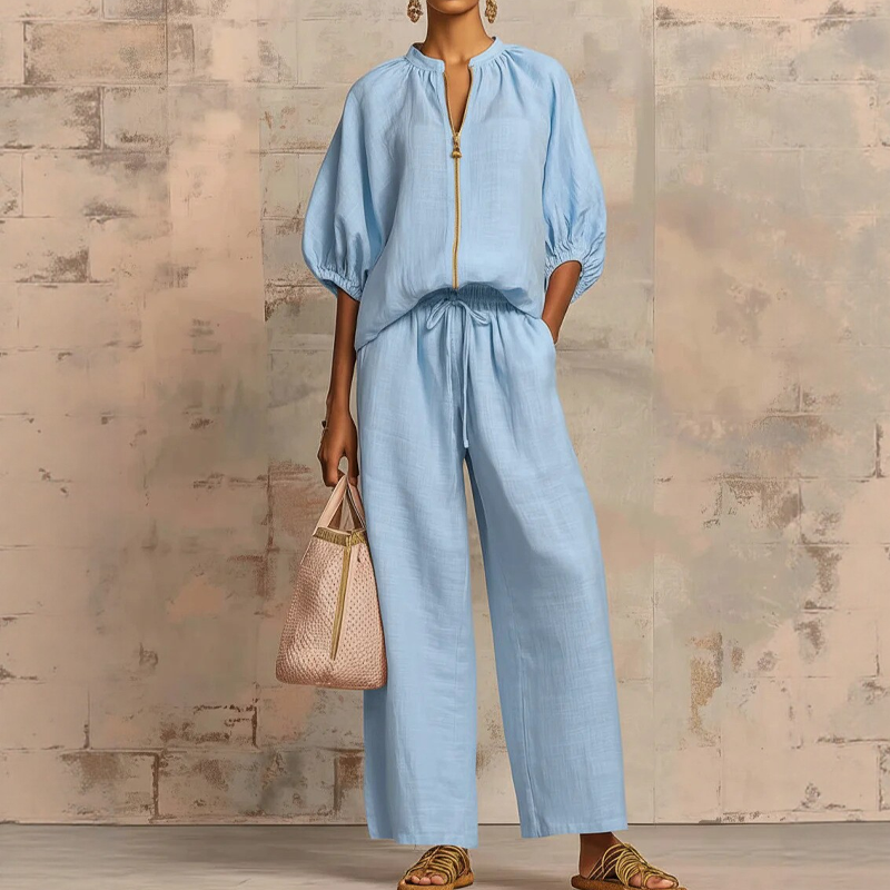 Dames 2-delige Casual Set in Effen Kleur