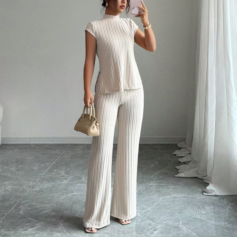 ⏰Elegante coltrui top & wijde pijp broek 2-delige set