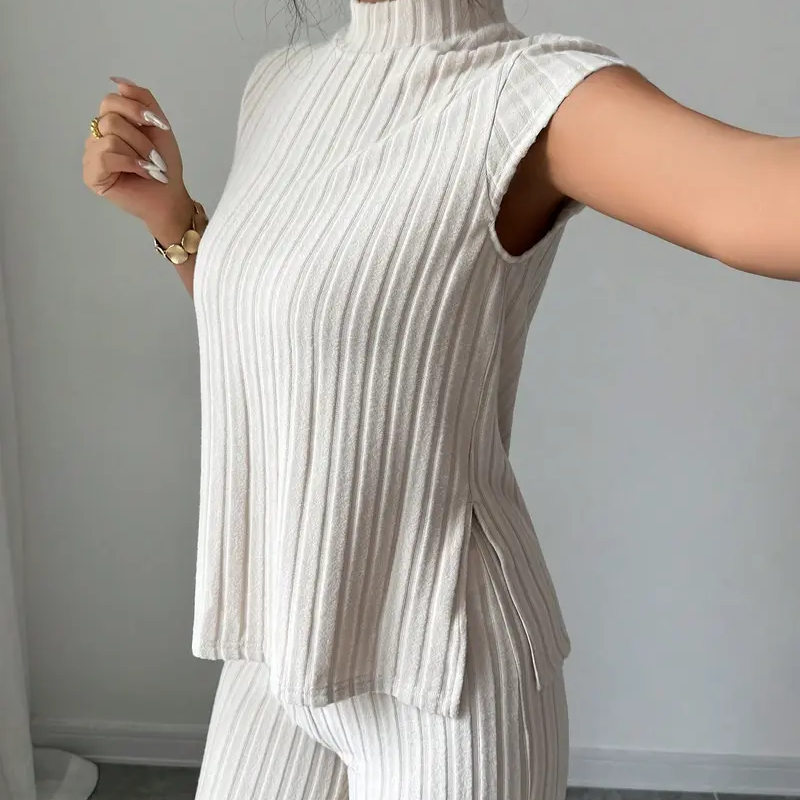 ⏰Elegante coltrui top & wijde pijp broek 2-delige set