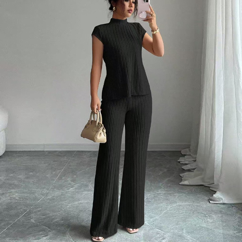 ⏰Elegante coltrui top & wijde pijp broek 2-delige set