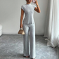 ⏰Elegante coltrui top & wijde pijp broek 2-delige set