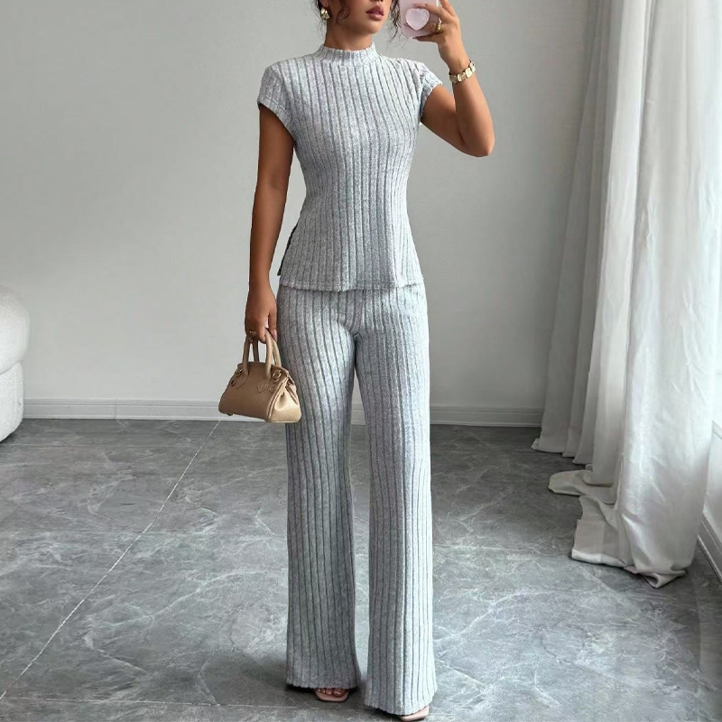 ⏰Elegante coltrui top & wijde pijp broek 2-delige set