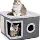 Foldable Multi-Level Cat Condo with Scratching Pad