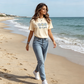 “Life is Good” T-shirt met madeliefjesprint