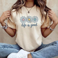 “Life is Good” T-shirt met madeliefjesprint