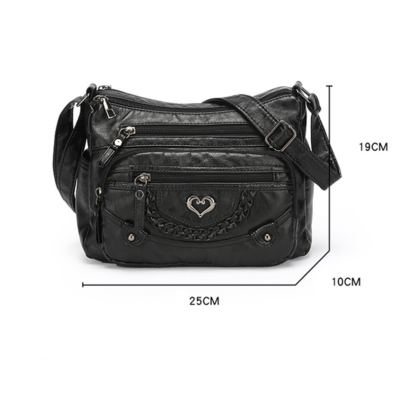 Dames zacht PU-leer crossbody tas met meerdere vakken