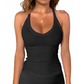 Dames geribbelde V-hals tanktop
