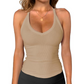 Dames geribbelde V-hals tanktop