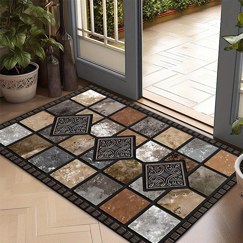 ⏳🔥TIJDELIJKE 50% KORTING! 🏡 Geometrisch steenpatroon deurmat – Stijlvol & duurzaam voor uw huis ✨