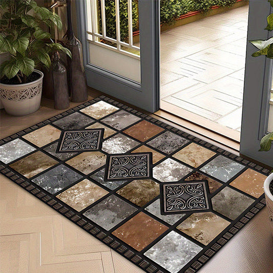 ⏳🔥TIJDELIJKE 50% KORTING! 🏡 Geometrisch steenpatroon deurmat – Stijlvol & duurzaam voor uw huis ✨