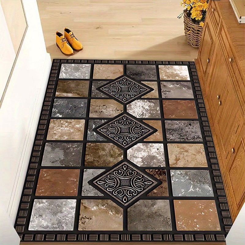 ⏳🔥TIJDELIJKE 50% KORTING! 🏡 Geometrisch steenpatroon deurmat – Stijlvol & duurzaam voor uw huis ✨