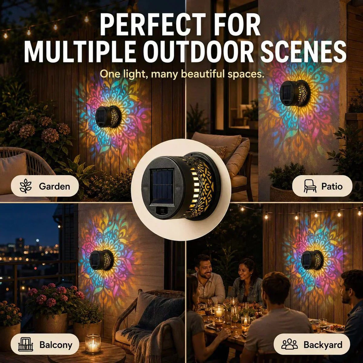 🌞50% KORTING🌀Mandala-lamp op zonne-energie – Prachtige patroonprojectie, 2-in-1 vloer- en wandverlichting & IP65 waterdicht met automatische aan/uit-functie 🌿