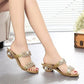 Stijlvolle Damessandalen met Platte Zool, Strass en Metalen Details