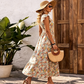 Dames Jurk met Bloemenprint, V-hals en Gesmokte Taille