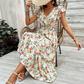 Dames Jurk met Bloemenprint, V-hals en Gesmokte Taille