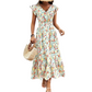 Dames Jurk met Bloemenprint, V-hals en Gesmokte Taille
