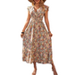 Dames Jurk met Bloemenprint, V-hals en Gesmokte Taille