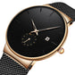 Minimalistische Waterdichte Quartzhorloge voor Heren