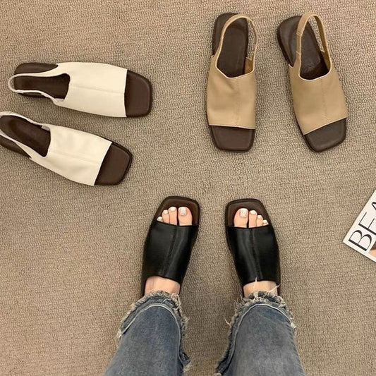 Retro Slingback Sandalen met Vierkante Neus voor Dames
