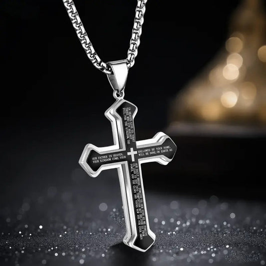 Heren Kruis Ketting met Onze Vader Gebed
