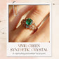 Groene synthetische kristallen ring met ingewikkeld blad