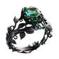 Groene synthetische kristallen ring met ingewikkeld blad
