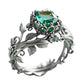 Groene synthetische kristallen ring met ingewikkeld blad