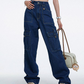 🎉 Hoge taille denim cargo wijde pijp broek