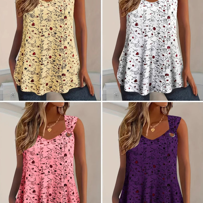 👚NU 50% KORTING🌸Zomerse tanktop met bloemenprint voor dames – Zacht, ademend en mouwloos – perfect voor warme dagen, stranduitstapjes of als casual laagje ☀️