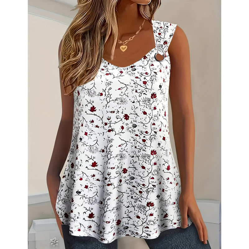 👚NU 50% KORTING🌸Zomerse tanktop met bloemenprint voor dames – Zacht, ademend en mouwloos – perfect voor warme dagen, stranduitstapjes of als casual laagje ☀️