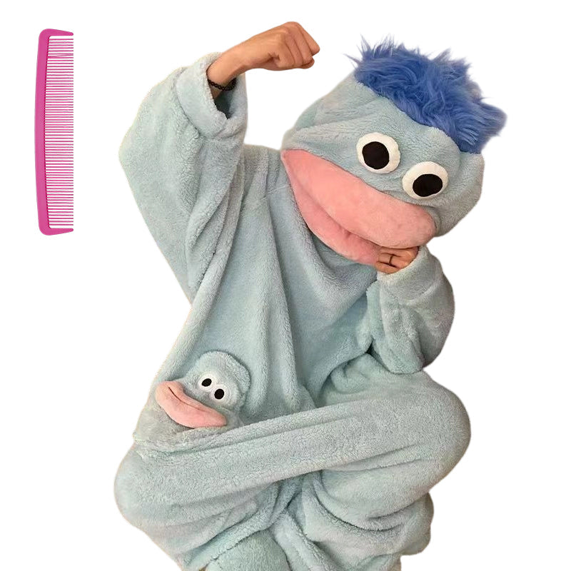 🐟 Elegantie heeft geen woorden nodig – Knusse Koraalvlies Pyjama met Figuren 🧸 | Onesie | S-2XL