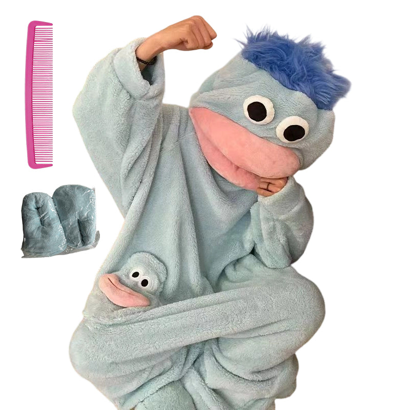 🐟 Elegantie heeft geen woorden nodig – Knusse Koraalvlies Pyjama met Figuren 🧸 | Onesie | S-2XL