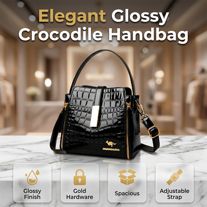 👜TIJDELIJKE AANBIEDING: 50% KORTING!✨Glanzende krokodilprint dames handtas – Gestructureerd, gouden hardware, ruim & chique💼