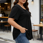 Dames geplooide voorkant pofmouw T-shirt