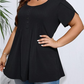 Dames geplooide voorkant pofmouw T-shirt