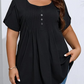 Dames geplooide voorkant pofmouw T-shirt