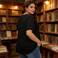 Dames geplooide voorkant pofmouw T-shirt