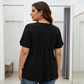 Dames geplooide voorkant pofmouw T-shirt