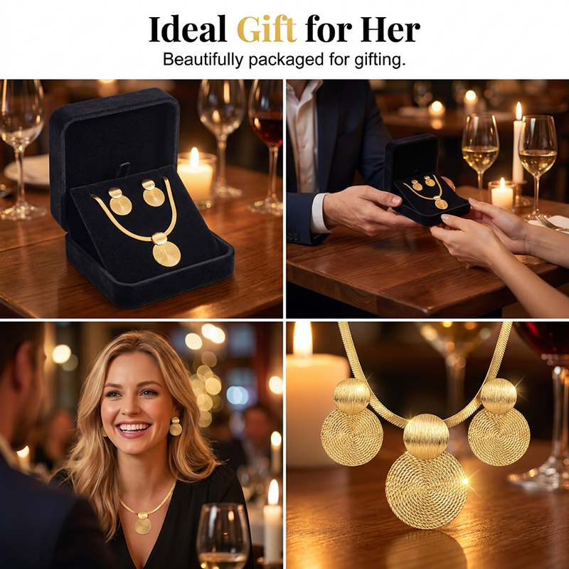 💫 TIJDELIJKE AANBIEDING: 50% KORTING! ✨ Moderne geometrische sieradenset – verguld, lichtgewicht, chic 🔶