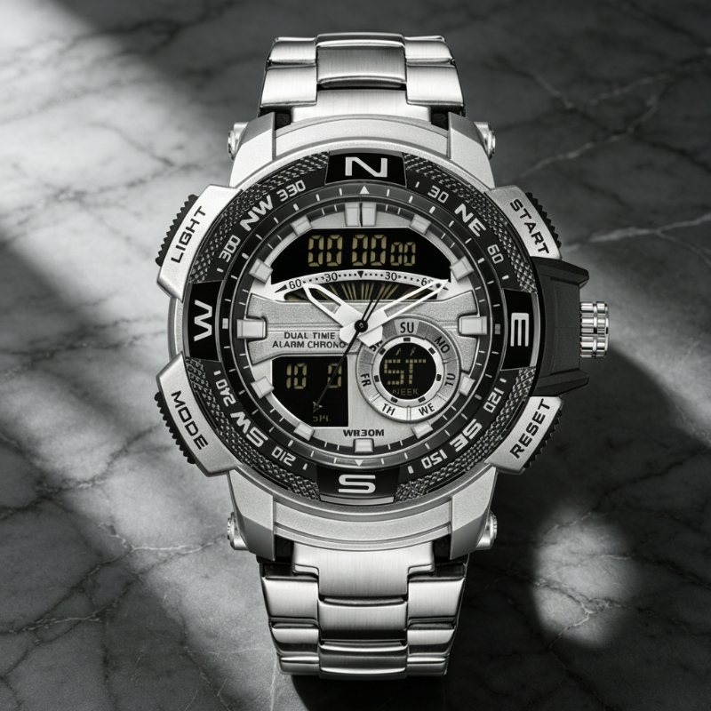 🎇50% KORTING⌚Sporthorloge met dubbel display voor heren✨