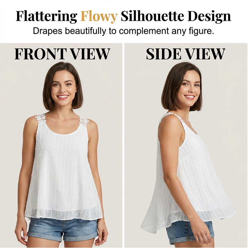⏰50% KORTING – Slechts tijdelijk✨Elegante tanktop met kanten bandjes en stippen