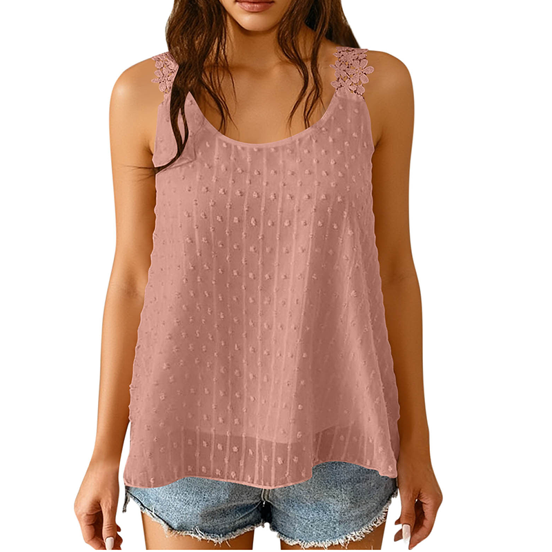 ⏰50% KORTING – Slechts tijdelijk✨Elegante tanktop met kanten bandjes en stippen