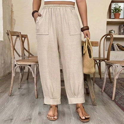 Dames Relaxed Fit Broek met Omgeslagen Enkels