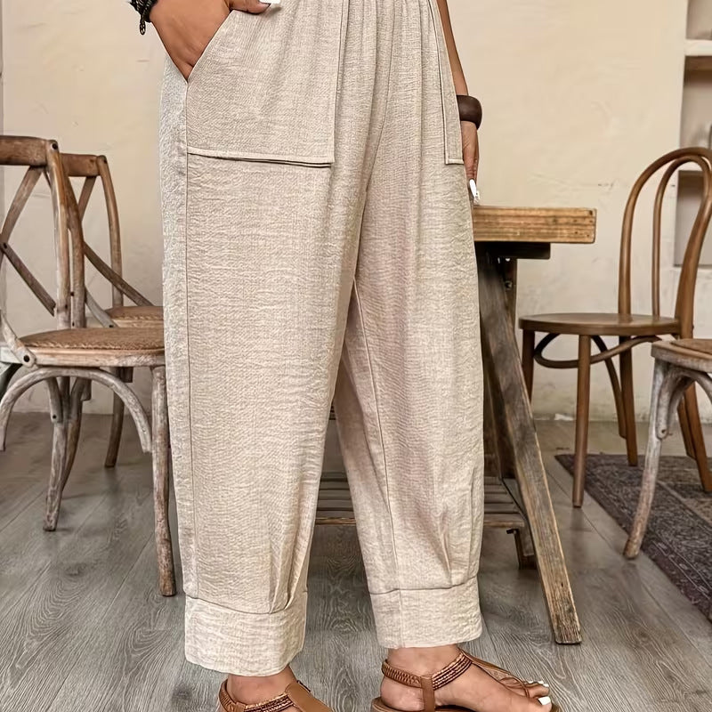 Dames Relaxed Fit Broek met Omgeslagen Enkels