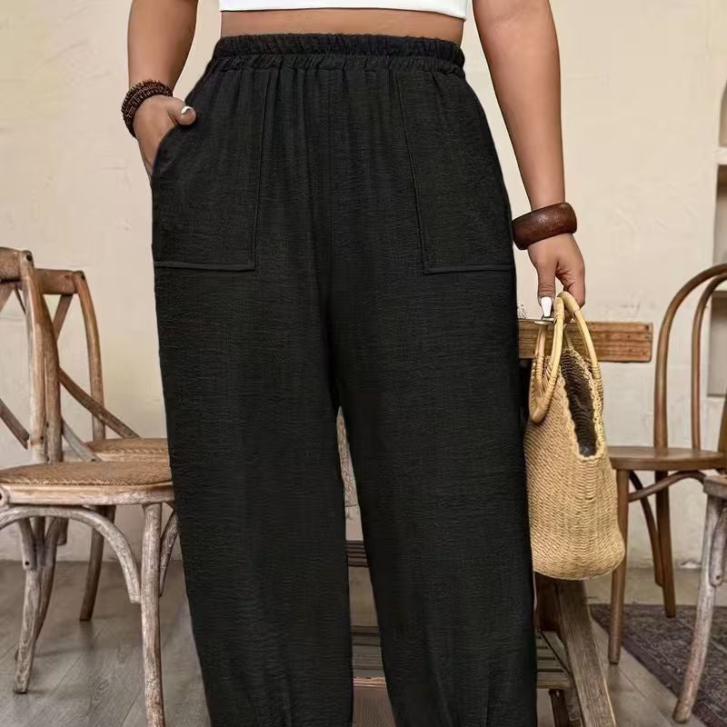 Dames Relaxed Fit Broek met Omgeslagen Enkels