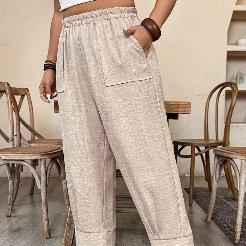 Dames Relaxed Fit Broek met Omgeslagen Enkels